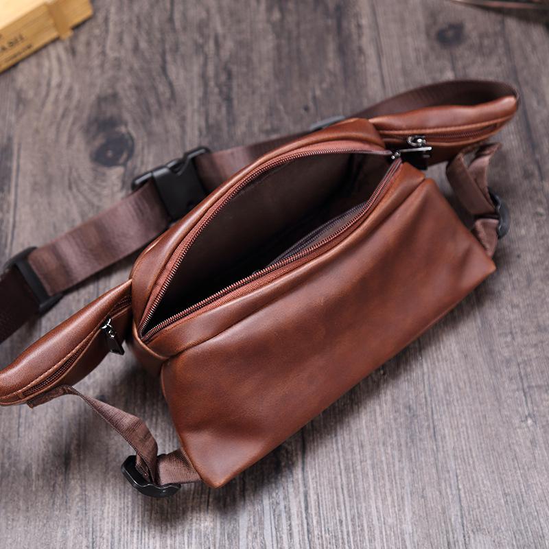 Waist Bag Men Brown Multi-pocket Chest Bag Mobile Phone Bag Outdoor Leisure Sports Shoulder Bag