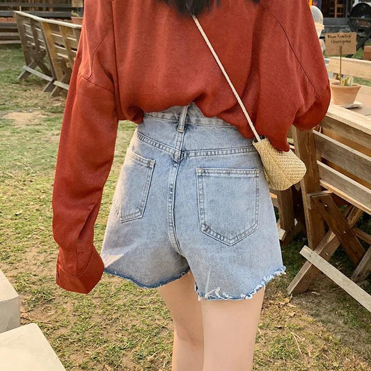 Denim shorts High waist and loose shorts for women Short Pants  Summer Thin shorts Casual  Short jeans