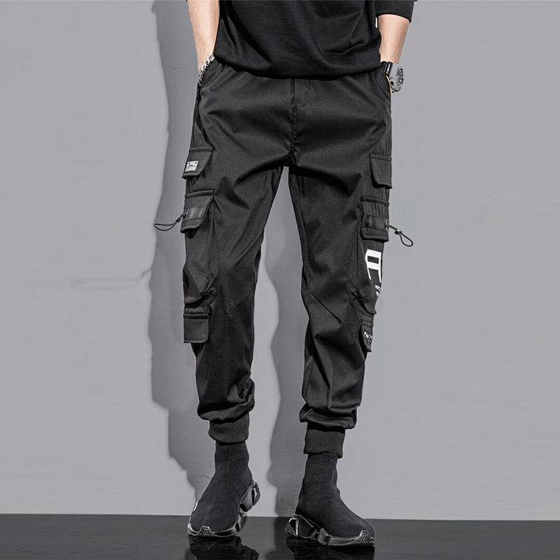 Men's Pants Overalls All-match Trendy Spring and Summer Cropped Pants Student Functional Wind Thin Casual Pants