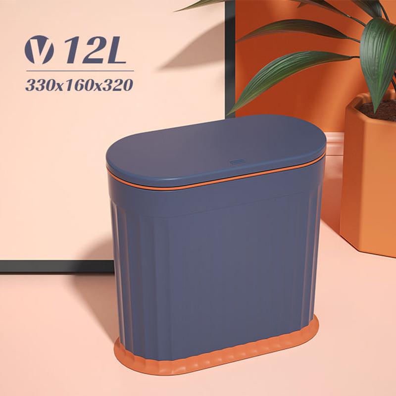 Trash Can Home Living Room Creative with Cover Kitchen Toilet Bathroom Press Elastic Cover Narrow Slit Tube Large