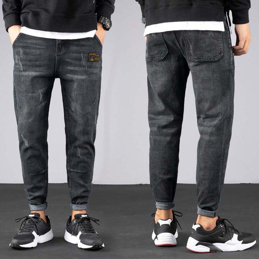 Men's Denim Nine-point Harem Pants Spring Trend Casual Students Fall Loose Large Size Small Feet Trousers