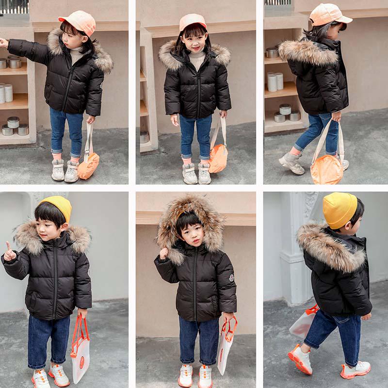 Winter Jacket for Girls Boys Toddler Padded Jacket Kids Boys Casual Fur Collar Hooded Warm Coats