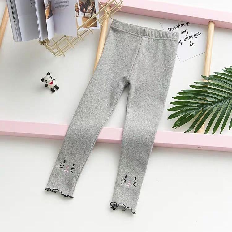 Girls' Leggings Children's Spring and Autumn Thin Kitten Korean Cropped Trousers Stretch Pants Baby Outer Wear and Inner Wear