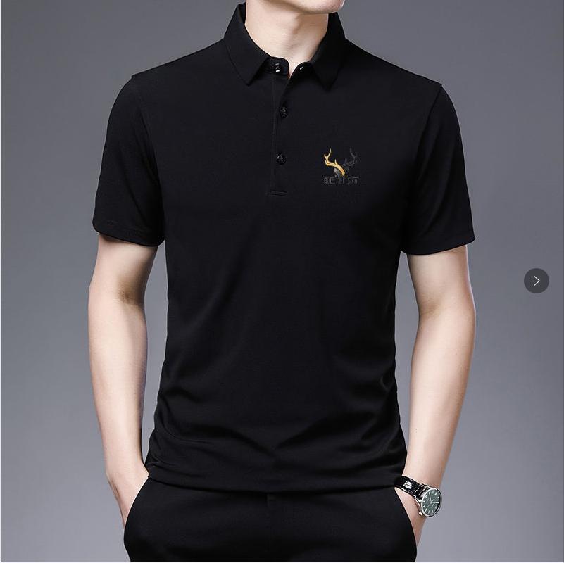 Spring and Summer Men's Lapel Thin Short-sleeved Polo Shirt Solid Color T-shirt Young and Middle-aged Dad Shirt