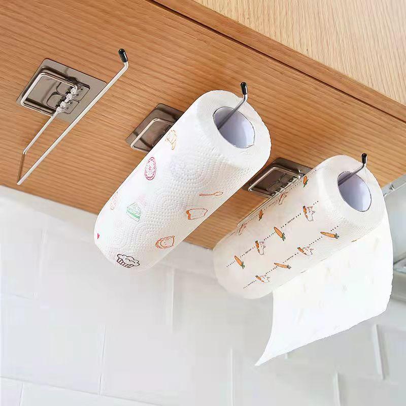 2PCS Kitchen Paper Rack Cabinet Tissue Roll Paper Rack Towel Rack Wall-mounted Storage Rack Wipe Storage Hanging Organizer Hook Holder