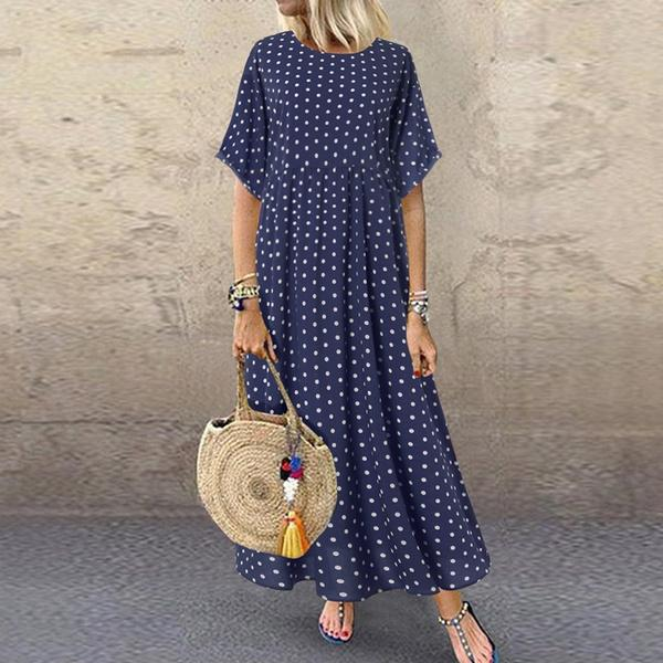 Boho Maxi Dress Vintage Print Summer Half Sleeve Loose Dress Casual Plus Size Female Long Dress Big Swing Dresses Robe Vestidos