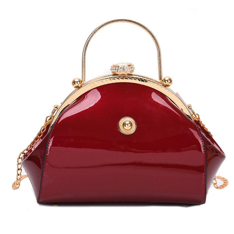 Bride Handbags Glossy Patent Temperament Name Handbags Atmospheric Wedding Dinner Clip Messenger Bag