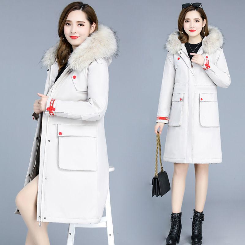 Large Fur Collar Down Padded Jacket Women's Mid-length Winter Padded Coat Thicker Overcoming Coat Over The Knee Padded Jacket