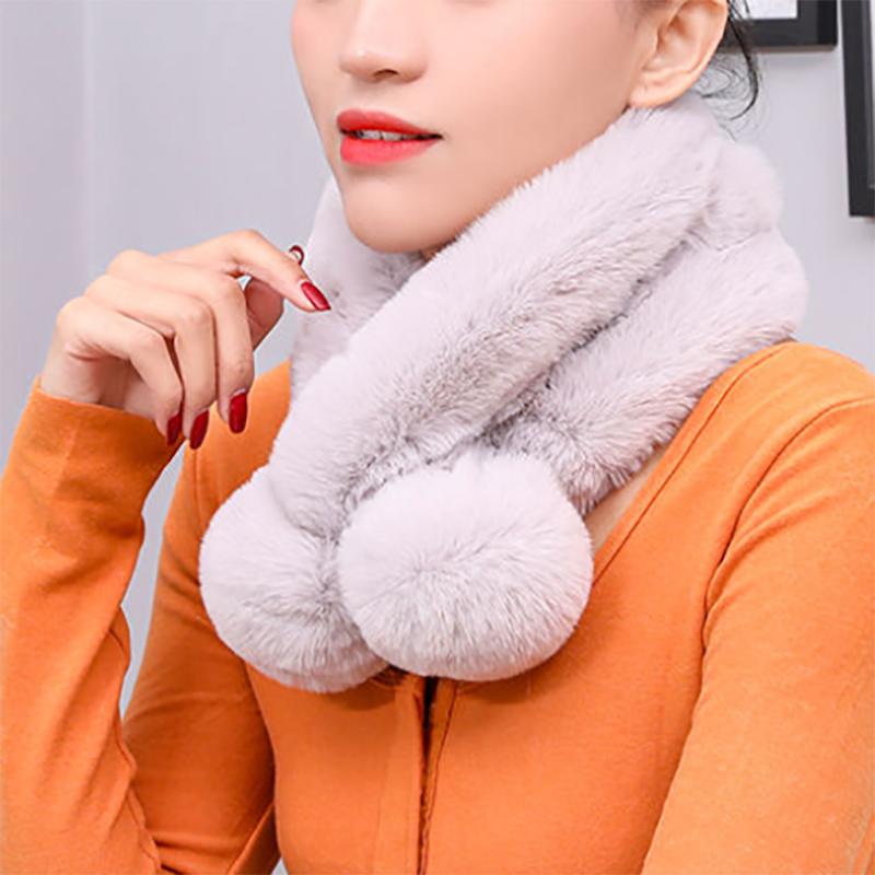 Scarf Women Winter Rex Rabbit Fur Imitation Fur Winter Scarf Women Thick Warmth Collar All-match