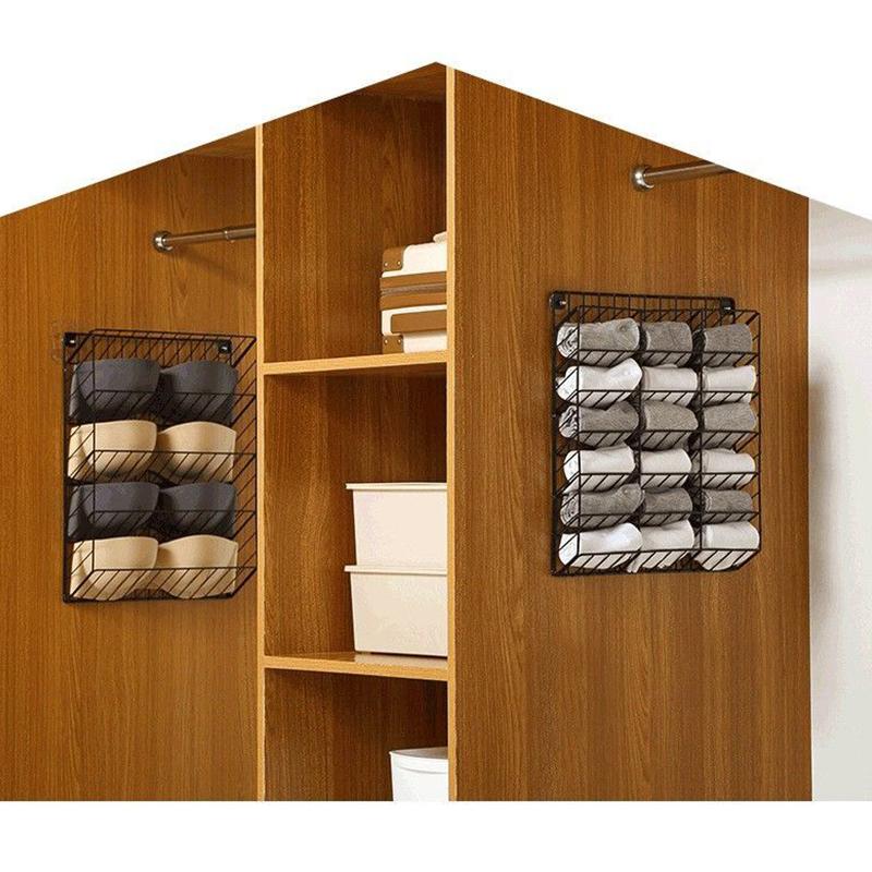 18 Grid Home Wardrobe Hanging Rack Socks Underwear Storage Shelf Wall Hanging Free Perforated Storage Lattice Dormitory Clothes Storage Box