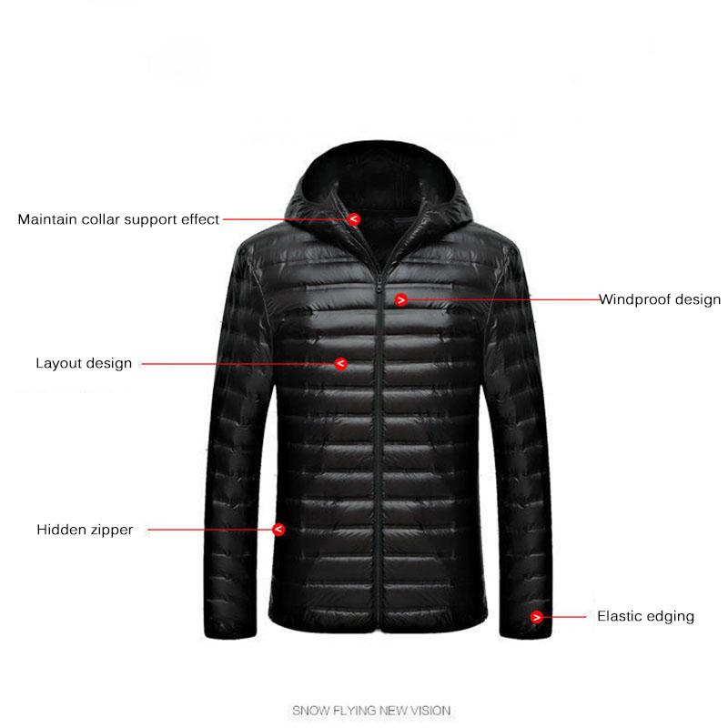 Lightweight Hooded Down Jacket Men's Autumn and Winter Men's 90% White Duck Down Short Casual Jacket