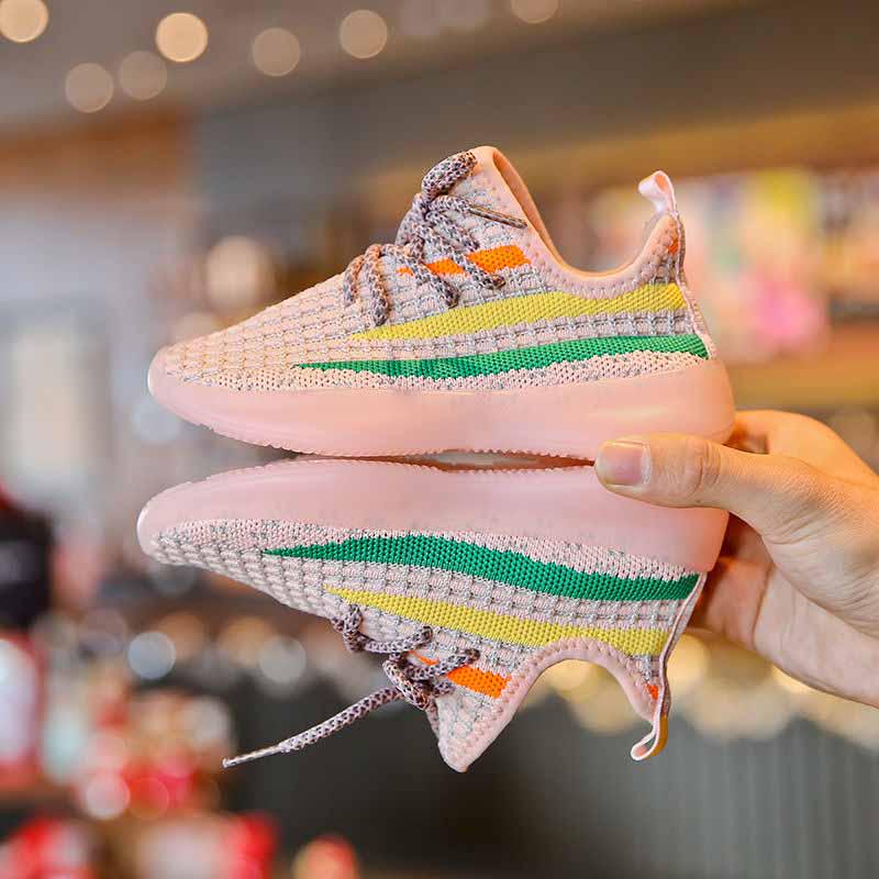 Summer Child Fluorescence Sneakers Kids Breathable Non-slip Shockproof Basketball Shoes Lightweight Running Shoes Comfortable Deodorant Girls Shoes