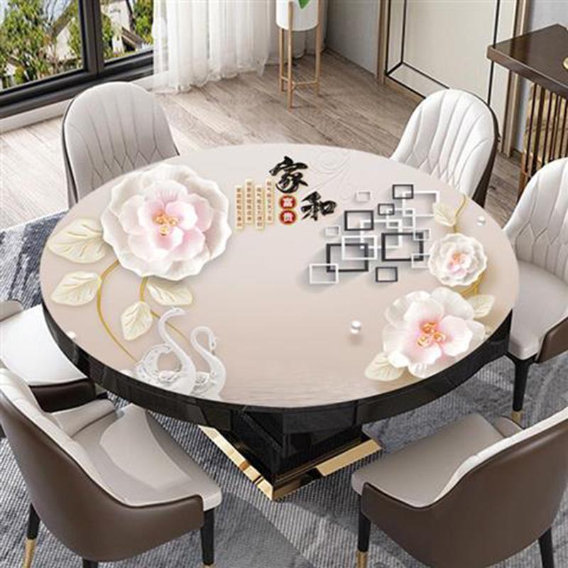 Chinese Style Plastic Round Table Cloth Self-adhesive Waterproof and Anti-scalding Soft Glass Table Mat Pvc Round Coffee Table Mat Table Cloth