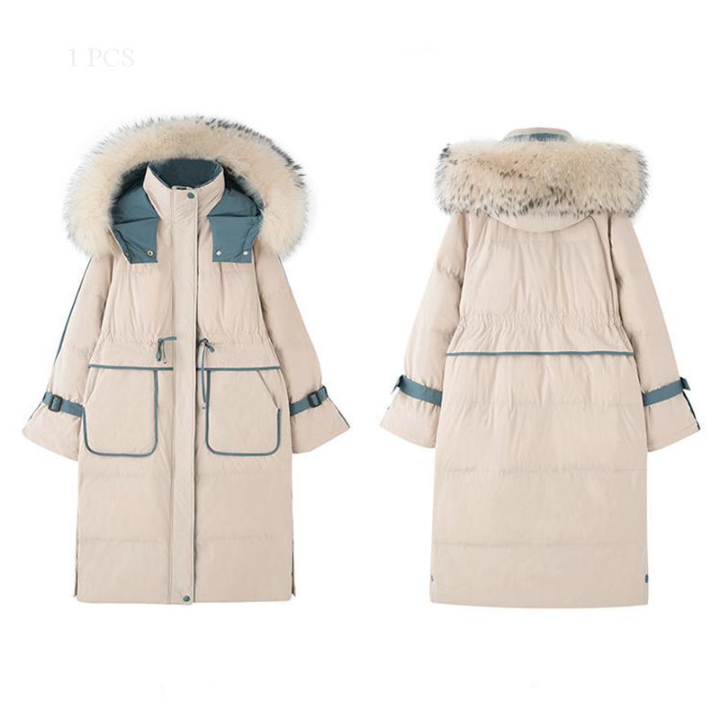 Women's Mid-length Down Jacket Winter Korean Loose Cotton Clothes Casual Hooded Padded Jacket Quilted Jacket