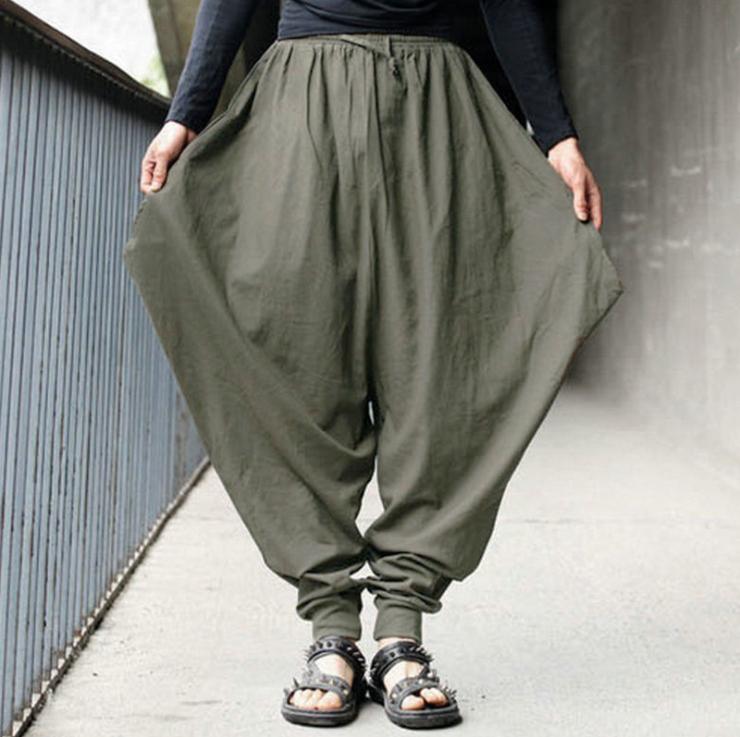 Men's Loose Pants, Linen Harlan Wide Leg Pants, Japanese Style Casual Loose Trousers