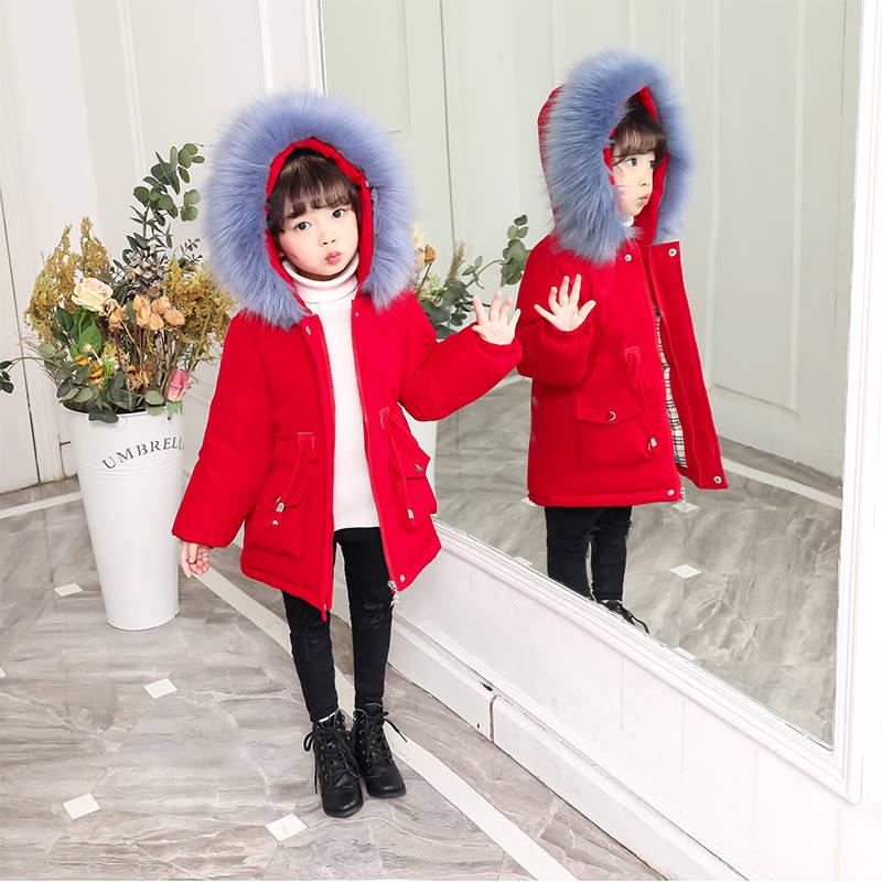 Girls Warm Winter Coat Fashion Long Kids Hooded Jacket Coat for Girl Outerwear Girls Clothes