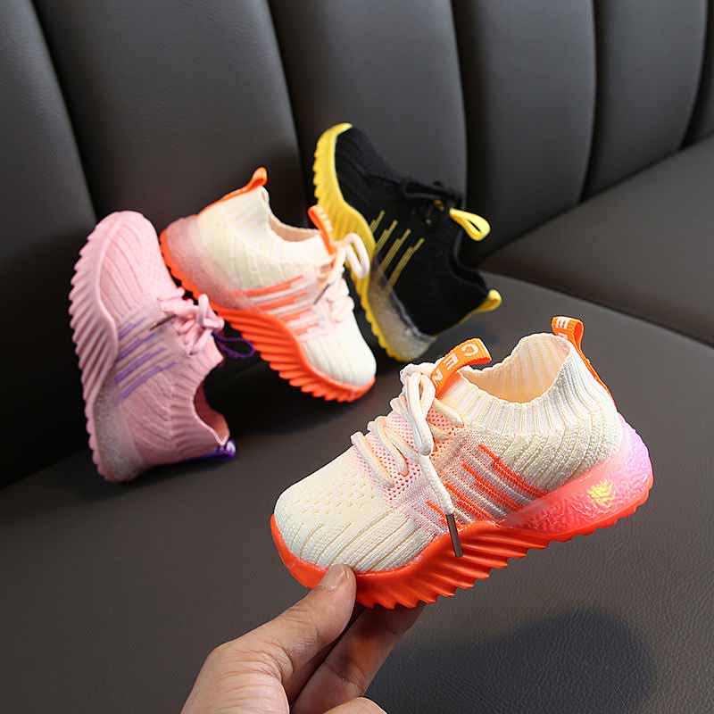 21-30 Summer Child Sneakers Kids Breathable Non-slip Basketball Shoes Lightweight Running Shoes Comfortable Deodorant Girls Shoes with Light