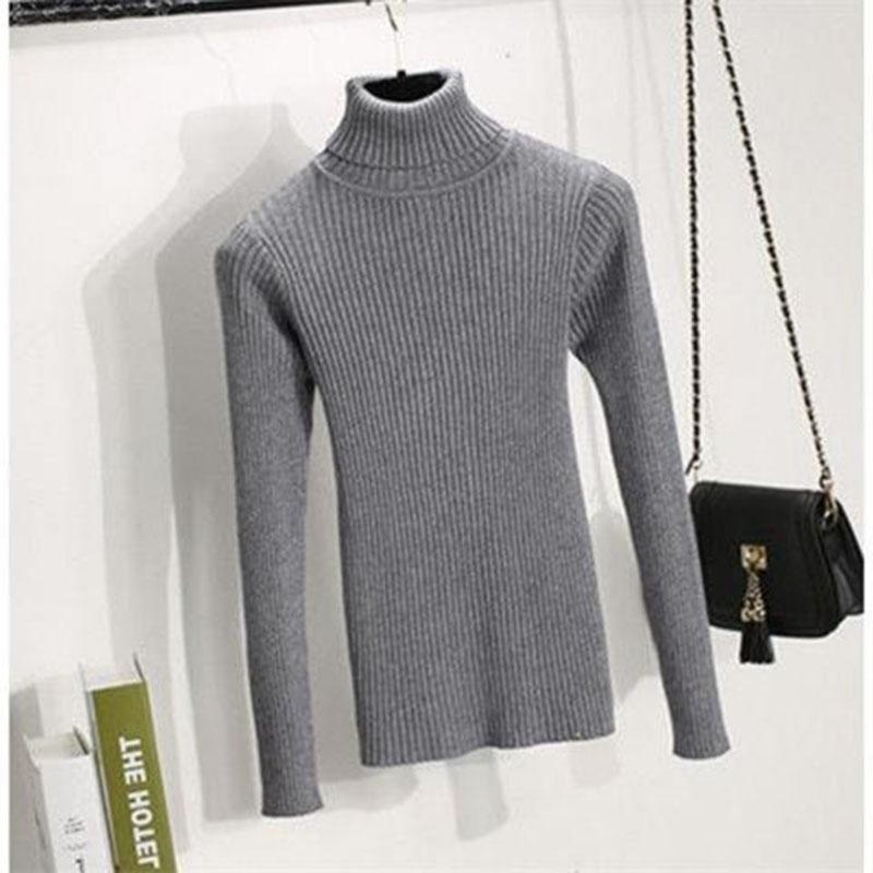 Slim Warm Turtleneck Sweater Autumn and Winter High Collar Thick Sweater Women's Wild Long Sleeves