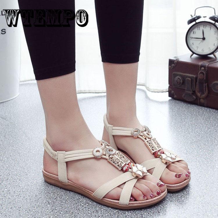 Women Fashion Comfortable Sandals Flat Shoes Summer Beach Roman Sandals