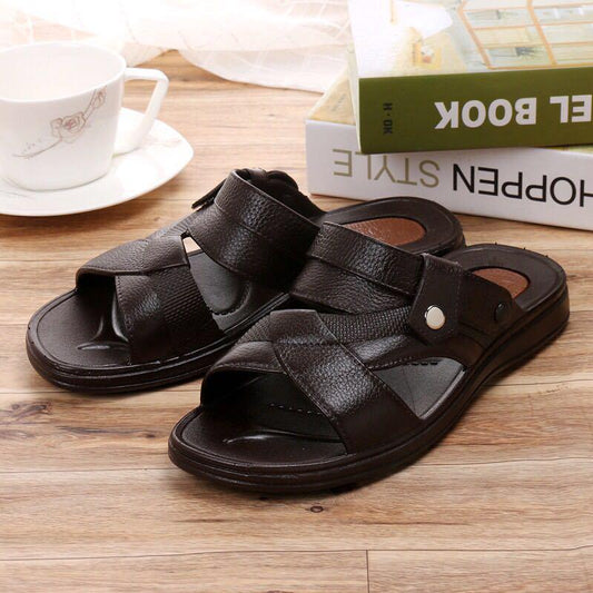 Leather Men's Sandals Summer Soft Shoes Beach Men's Sandals High Quality Sandals Slippers