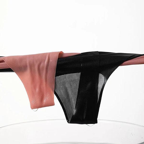 4Pcs/Set Women's Large Size Thong Female Ice Silk Seamless Charming Underpants Mid-waist Sports Girl's Solid Color Briefs