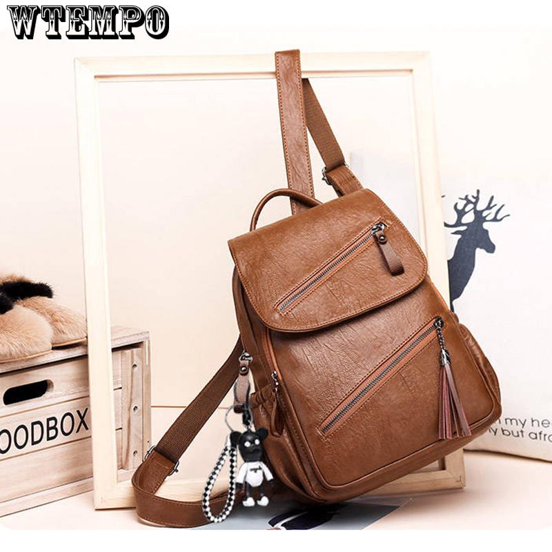 New Fashion Women Leather Backpack Female solid color Bag Ladies Softback Backpacks Mochilas