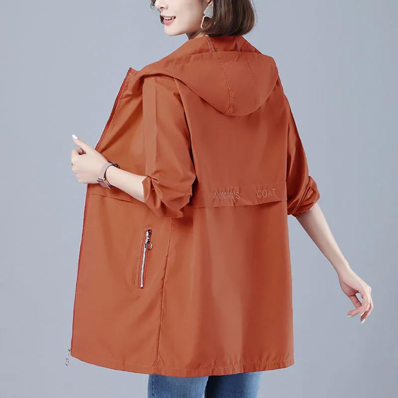 Autumn Windbreaker Women's Mid-length Coat Women's Spring and Autumn All-match Plus Size Coat Jacket Women