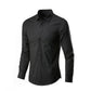 Men Business Tees Casual Shirts Stretch Cardigan Button Down Undies Long Sleeve Dress T-shirts Solid Color Top Male Clothing