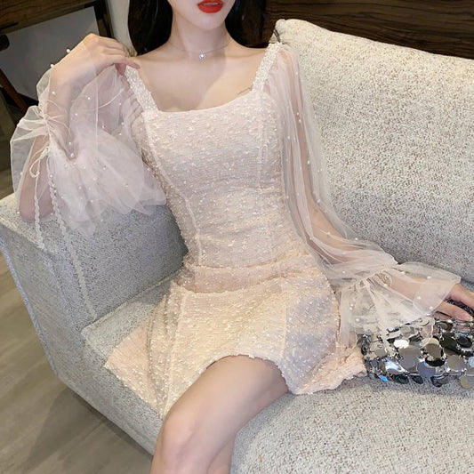 Sexy Dress Women Long Lantern Sleeve Dresses Dots Female Luxury Slim Evening Party Dress Vestidos