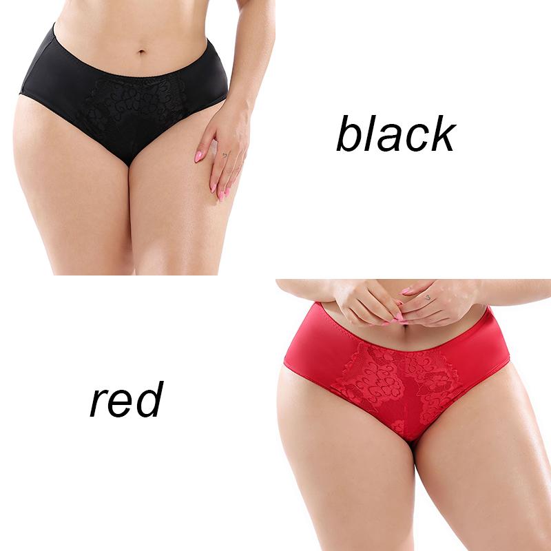 2PCS Plus Size Ladies Panties Sexy High Waist Briefs Fat Ladies Lace Panties L-5XL