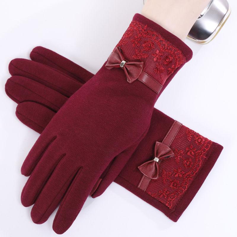 Trend fashion gloves Plush Cotton gloves Windproof gloves Winter Warm gloves Leather gloves Woman