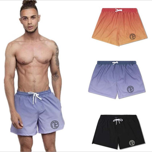 New Summer Men's Casual Shorts Loose Gradient Color Pants Sports Shorts