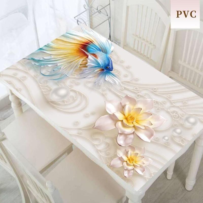 Pvc Printed Tablecloth Table Mat Coffee Table Table Cloth Computer Tablecloth Waterproof Anti-scald Oil-proof Soft Glass Crystal Plate