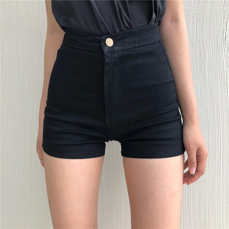 WTEMPO Sexy Black High Waist Denim Shorts Women Loose Spring and Summer Wide Leg A-line Thin Casual Shorts