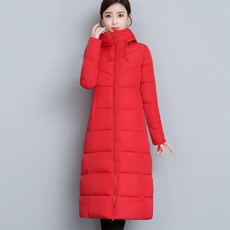 Women's Mid-length Down Jacket Winter Korean Loose Cotton Clothes Casual Hooded Padded Jacket Quilted Jacket