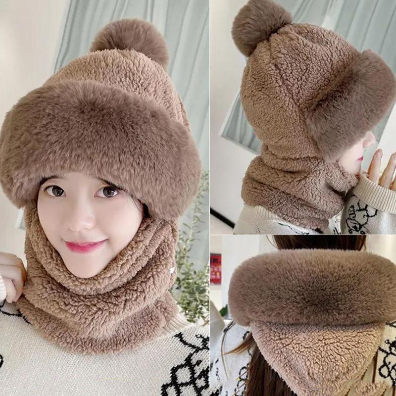 Women's Hat Plus Velvet Thickening Riding Windproof Scarf Mask Integrated Ear Protection Thickened Warm Baotou Cap