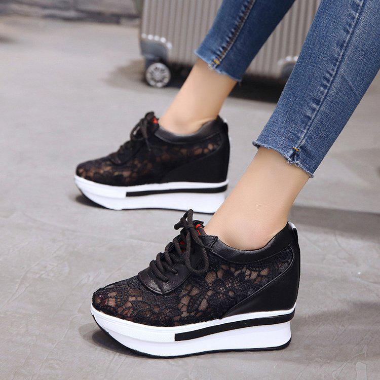 Platform Wedges Slip On Sneakers Breathable Shoes Women Mesh Lace Summer Shoes