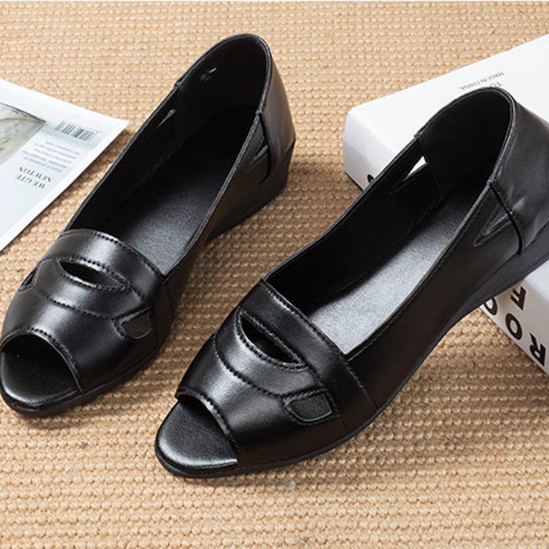 Sandals Female Fish Mouth Shoes Slope Heel Non-slip Comfortable Soft Bottom Female Middle-aged Mother Shoes All-match Trend Women's Shoes