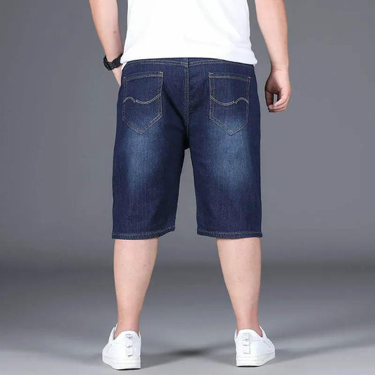 Summer Loose Thin Denim Shorts Men's 5-point Pants Stretch Casual Pants Plus Fat Large Size Simple Jeans