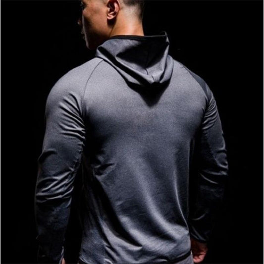 Muscle Fitness Sports Jacket Men's Long-sleeved Jacket Jacket Spring and Autumn Quick-drying Running Training Clothes Zipper Hoodie