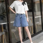 Denim Shorts Women's Summer High Waist A-line Was Thin and Loose All-match Wide-leg Pants Women's Denim Shorts Can Be Worn Outdoors