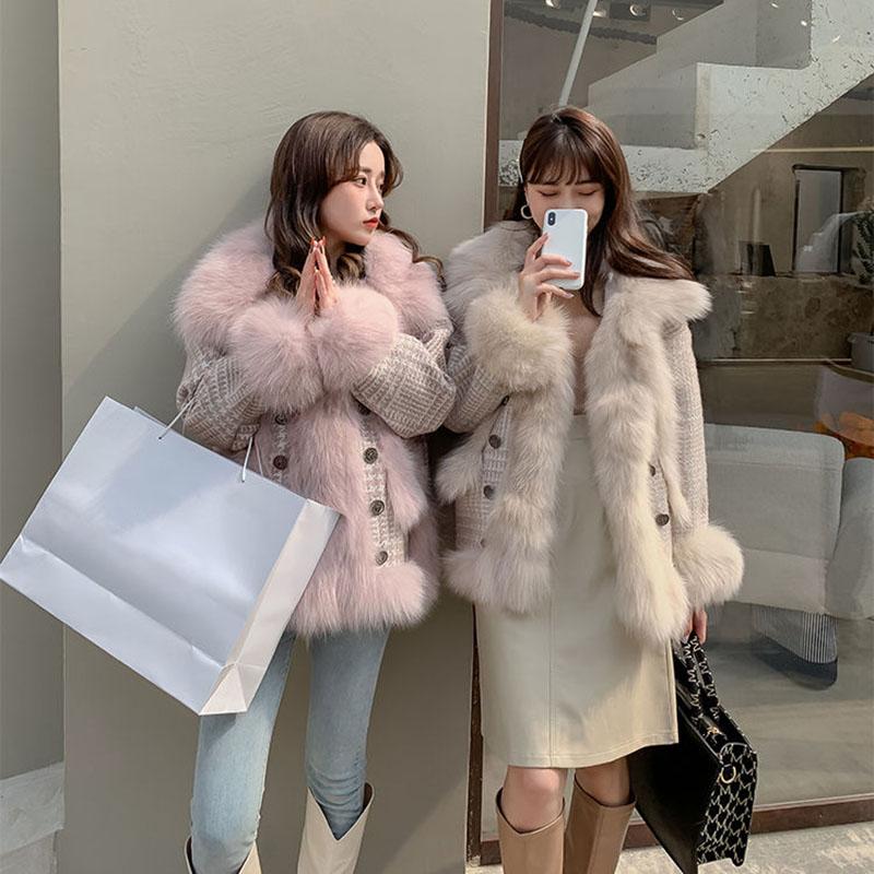 Fur Light Mature Style Western Style Autumn and Winter Imitation Fox Hair Female Woolen Woolen Floral Coat