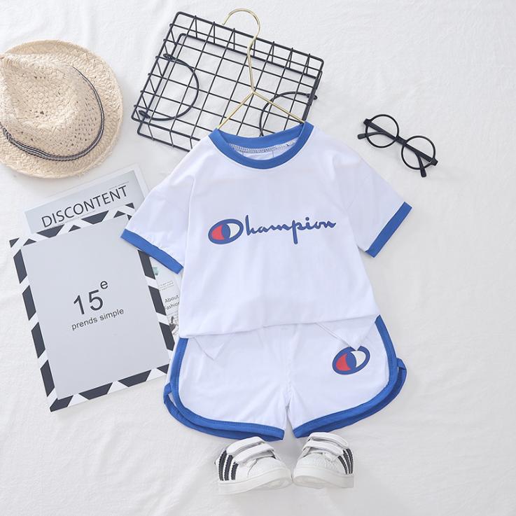 Children's Suit Summer Children's T-shirt Boys and Girls' Korean Style Set Sports Short Sleeve Suit