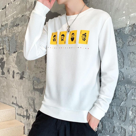 Long-sleeved T-shirt Spring and Autumn Plus Size Sweater Men's Loose Sweater Trend Wild Jacket Men