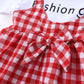 Baby Girl Dress Summer Suspender Plaid Skirt Baby Vest Skirt Round Neck Short Sleeve Stitching Fake Two-piece A-line Skirt