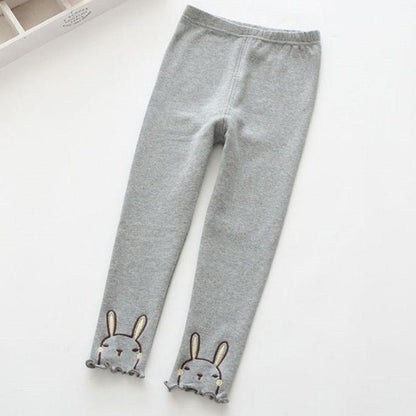 Girls' Leggings Children's Spring and Autumn Thin Rabbit Korean Cropped Trousers Stretch Pants Baby Outer Wear and Inner Wear