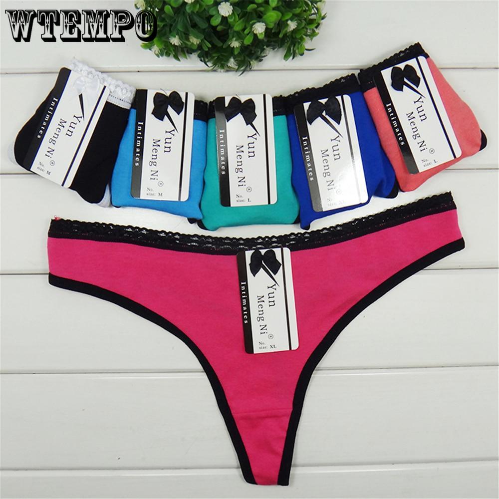 6 pcs Ms. Cotton Solid Color Sexy Thong Panties Sexy T Pants Women Cotton Panties Girl Briefs