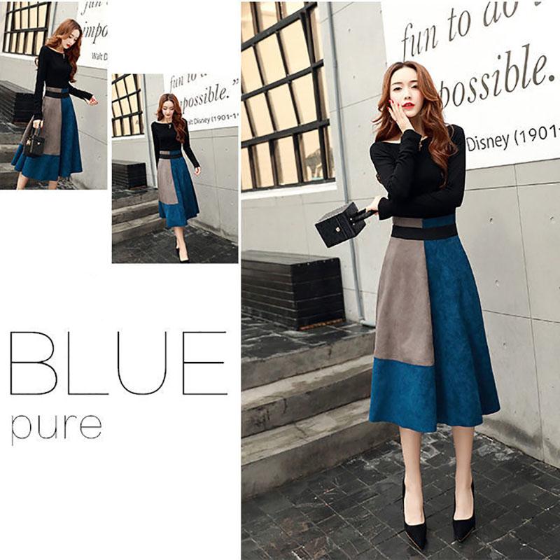 Spring Fashion Slim Slimming One-shoulder Long-sleeved Shirt Suede Skirt Fashionable Two-piece Suit