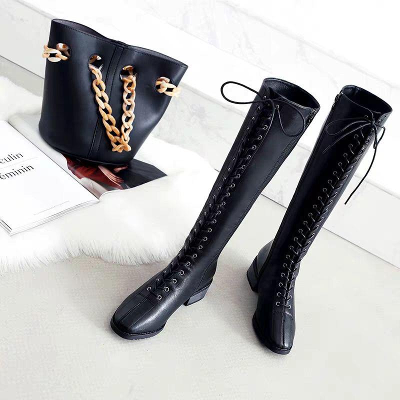 Pair of Shoes Women Boots Black Over The Knee Boots Sexy Female Autumn Winter Lady Thigh High Boots