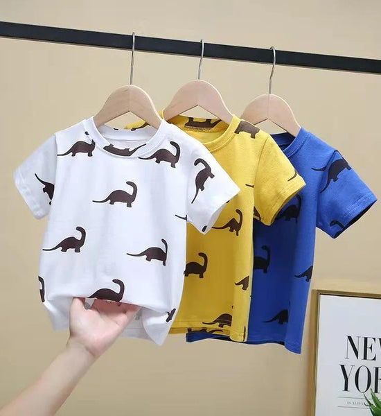 Kids Boys Short Sleeve T-shirts Tops Clothes 2-8Y Baby Boy Print Tees Children Clothing Kid Cotton